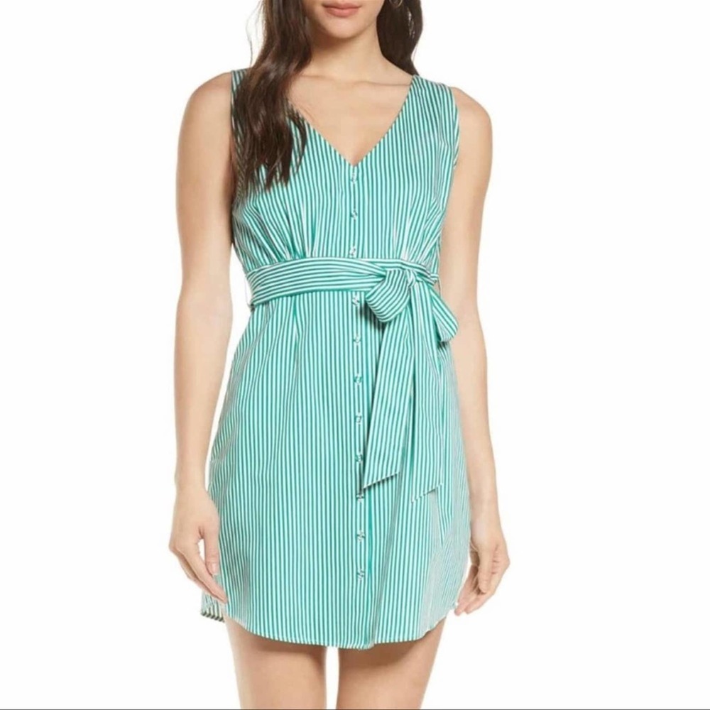 BB Dakota Green Pinstripe Dress